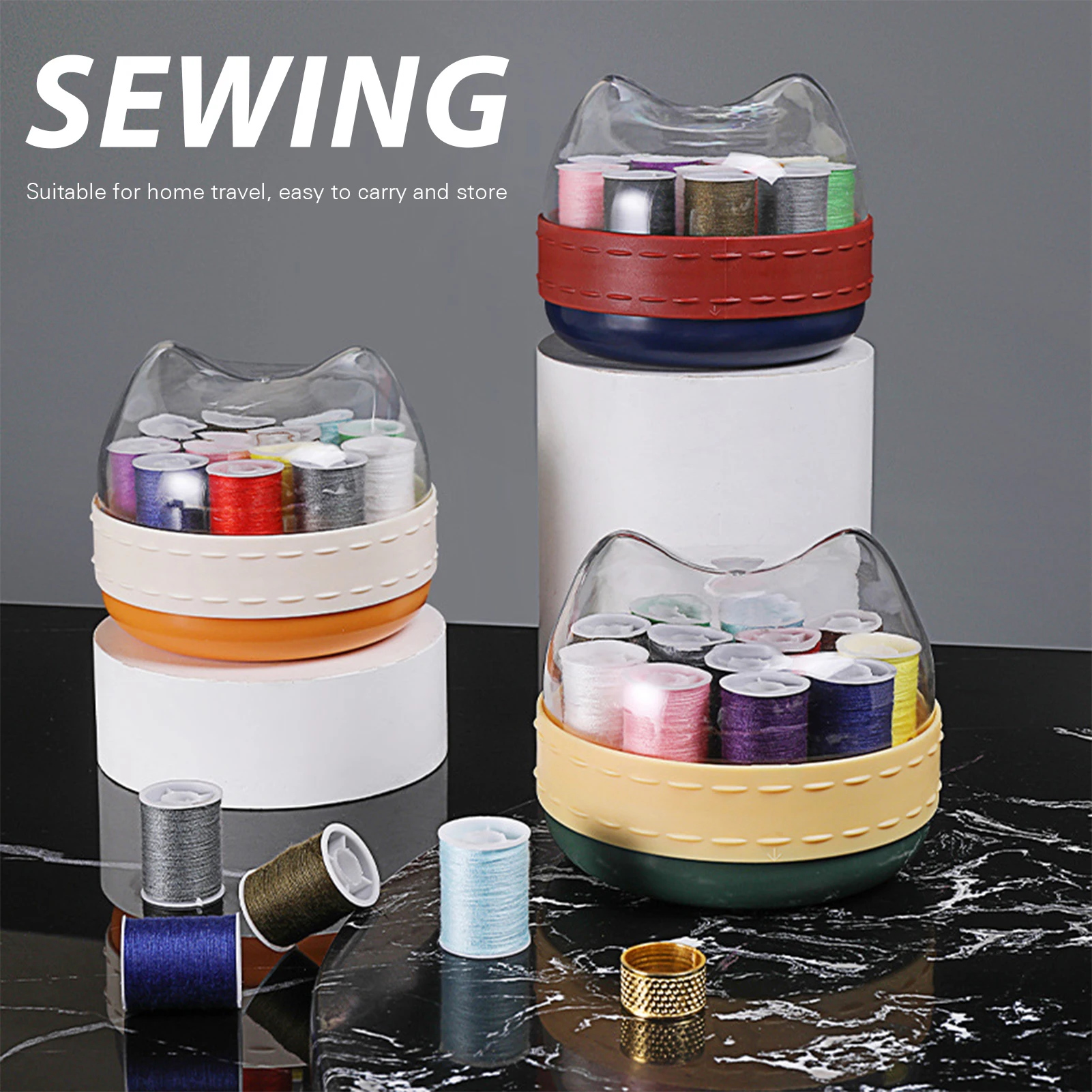 

New Household Sewing Box Cartoon Convenient Sewing Needle and Thread Storage Box Dormitory Small Sewing Box