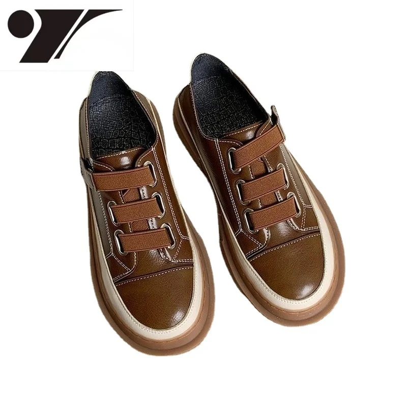 

Туфли женские на платформе, мягкая кожа, удобная спортивная обувь для отдыха, в британском стиле, Осень-зима