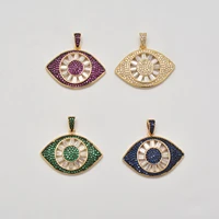 evil eye charms for jewelry making micro paved zircon oval pendant high quality brass accessories diy necklaces earrings chains