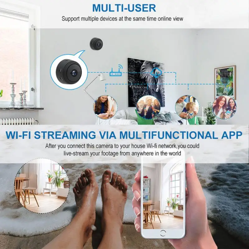 Мини-камера A9 Беспроводная сетевая с Wi-Fi и датчиком HD 1080P |