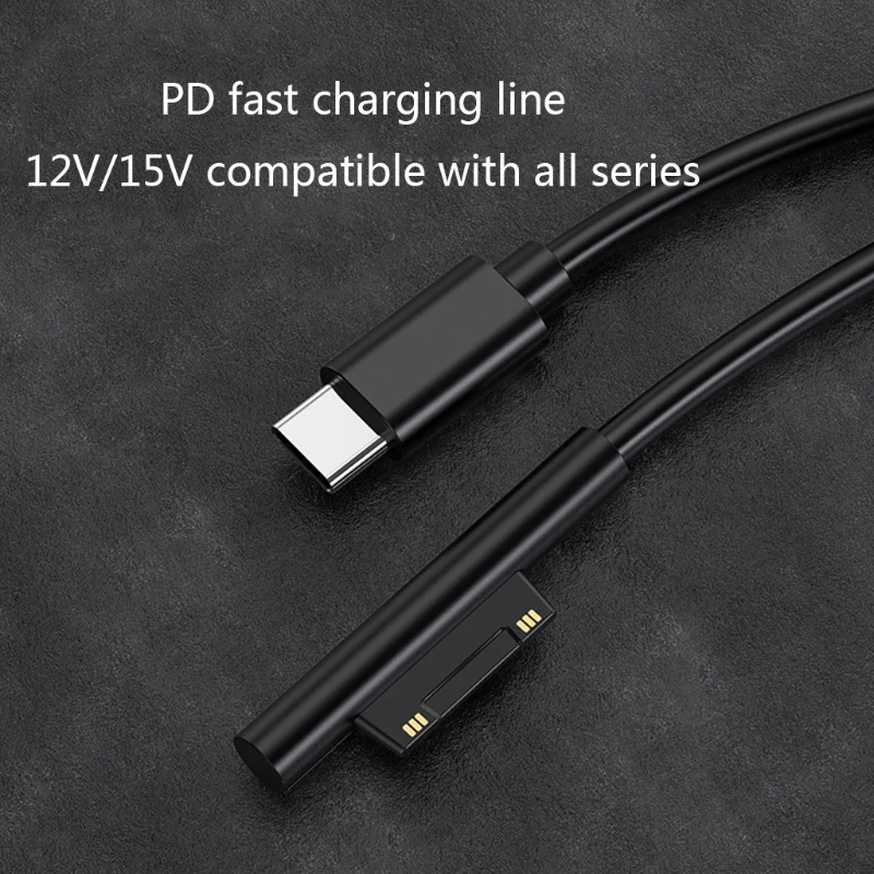 Type C Power Supply Charger Adapter Durable Material PD Cord Fast Charging Cable for Surface Pro 7/6/54/3 Book/Book 2