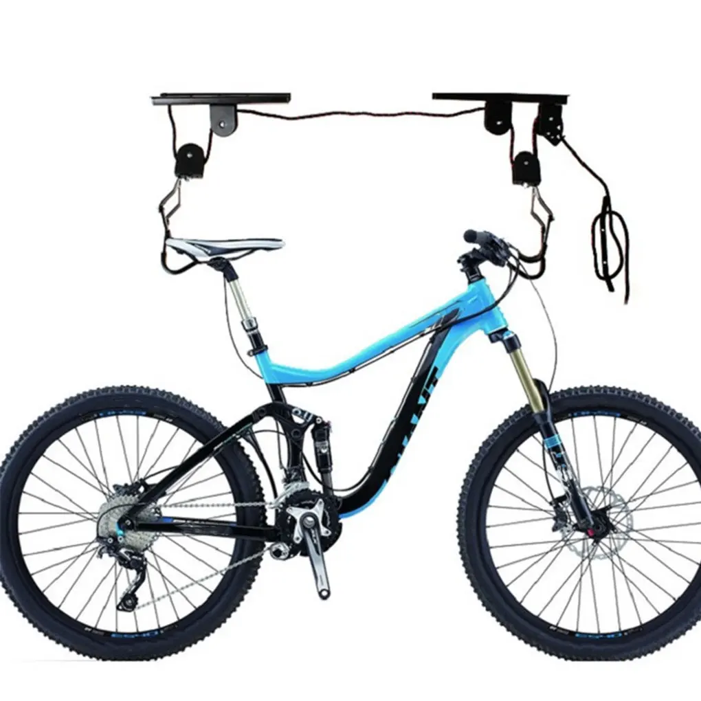 

Mountain Road Bike Hoist Lift Pulley System Bicycle Canoe Ceiling Wall Hangers Display Hooks Space-saving 40Kg Bearing