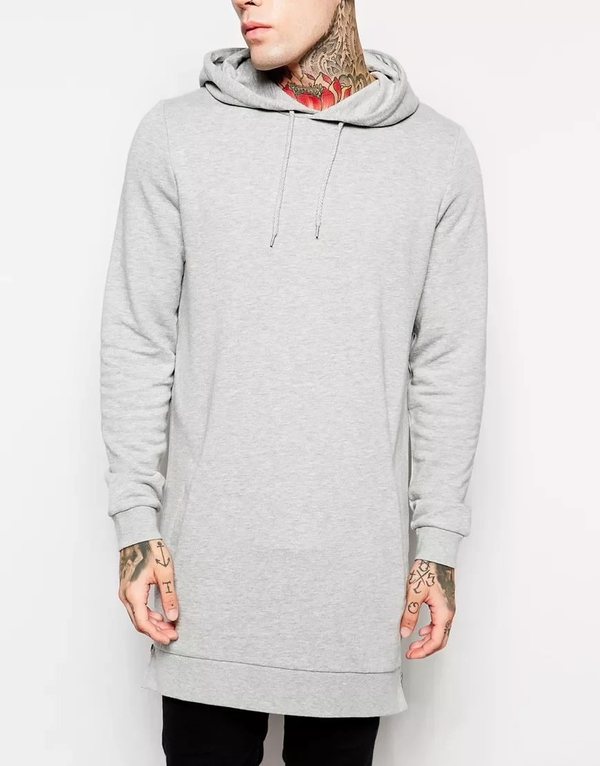 

sweatshirts side zip to hem design long sweat shirt men longline hoodie for men hoodies &amp ; sweatshirts Men's fleece hoodies