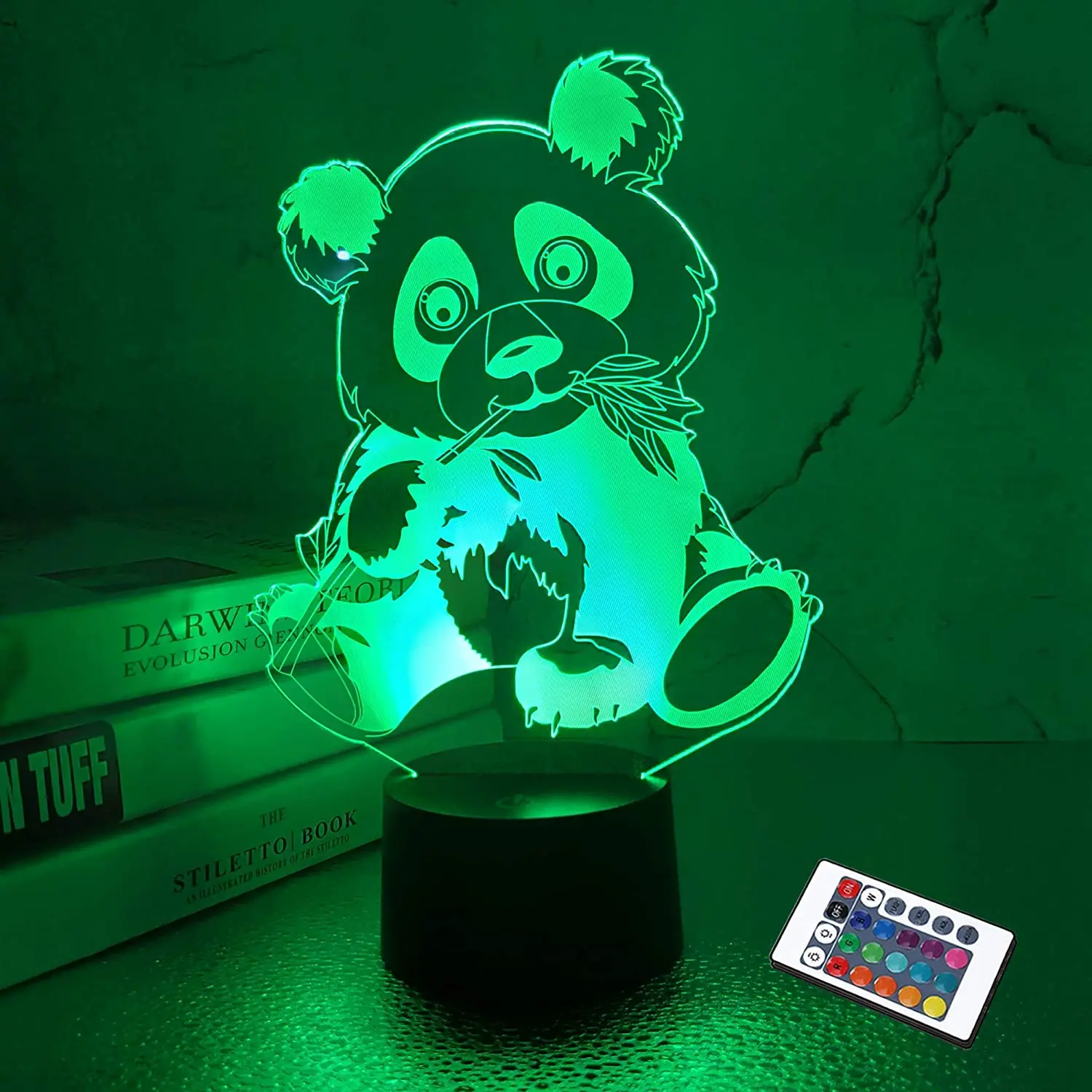 3D Panda Night Light 16 Colors Changing Table Desk Bedroom LED Lamp Home Decor Halloween Birthday Christmas Panda Gifts for Kids
