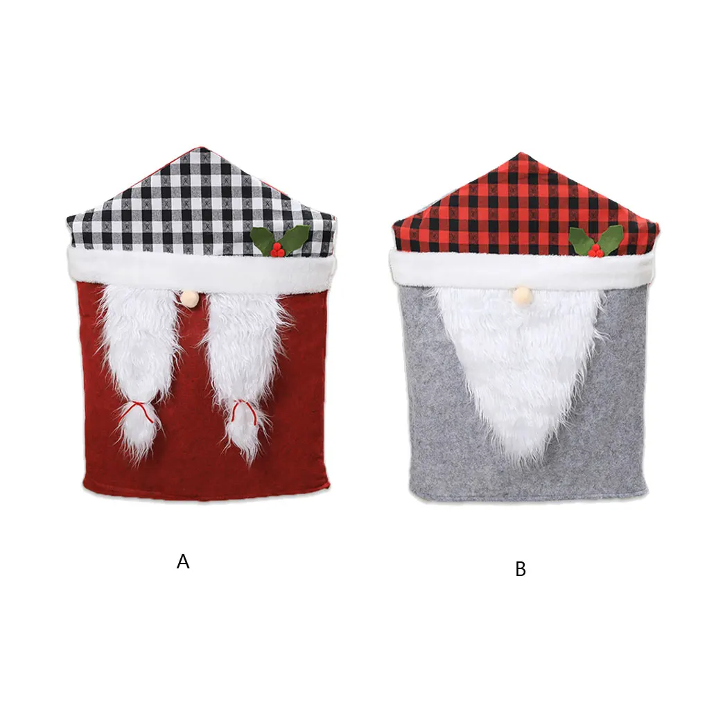 

Xmas Dining Chair Cover Cartoon Elastic Stool Decoration Stretch Festival Protective Sleeve Holiday Supplies Gray