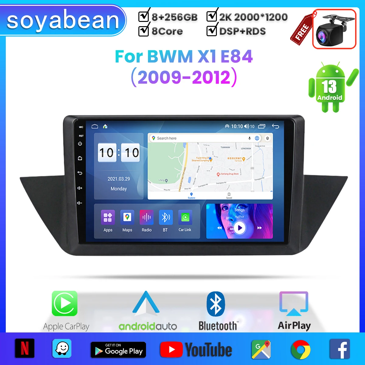 

Android 13 Car Radio for BMW X1 E84 2009-2012,9inch Multimedia Player with 4G WiFi Car Carplay & 2Din GPS