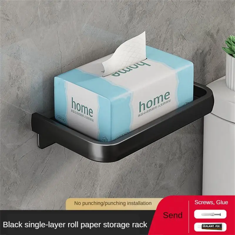 

Hanging Toilet Paper Holder Easy Installation Convenient Storage Bathroom Accessories Durable Materials Square Storage Rack