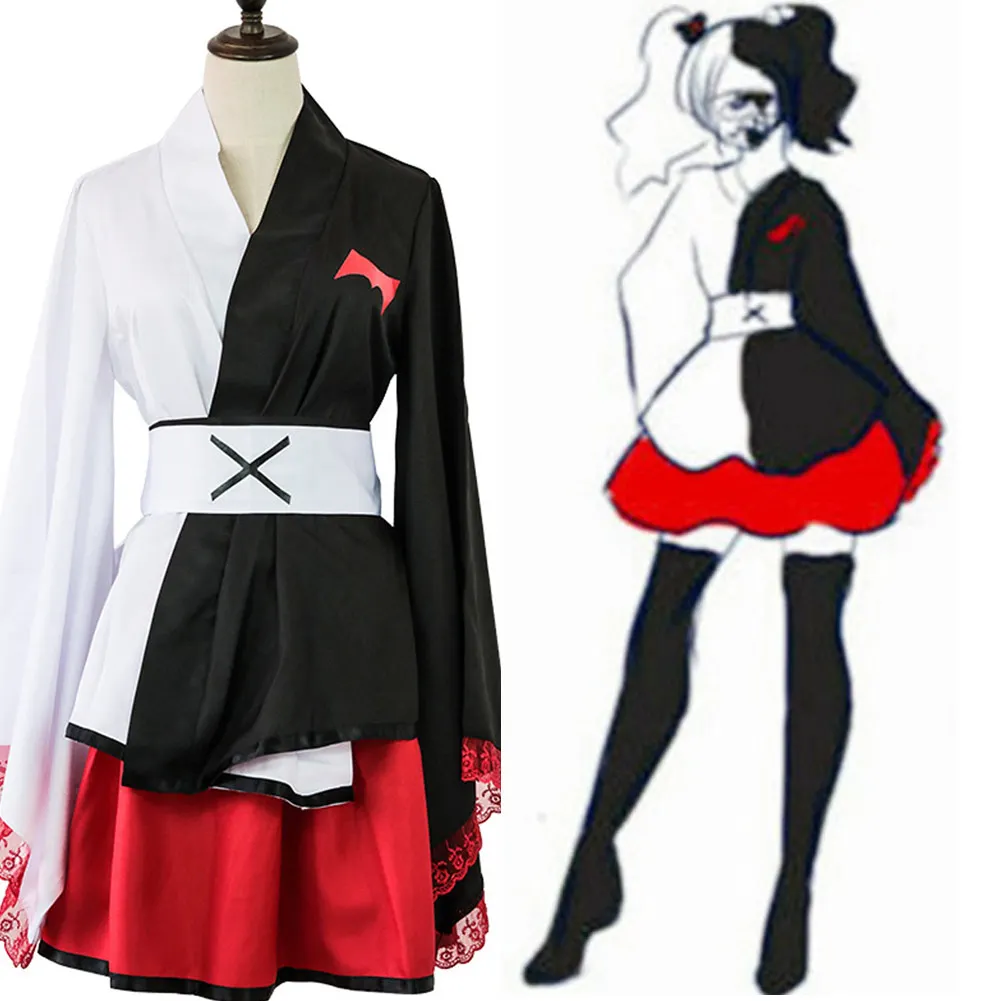 

Japanese Danganronpa Monokuma Cosplay Kimono Women Dresses Pinafore Halloween Carnival Costume