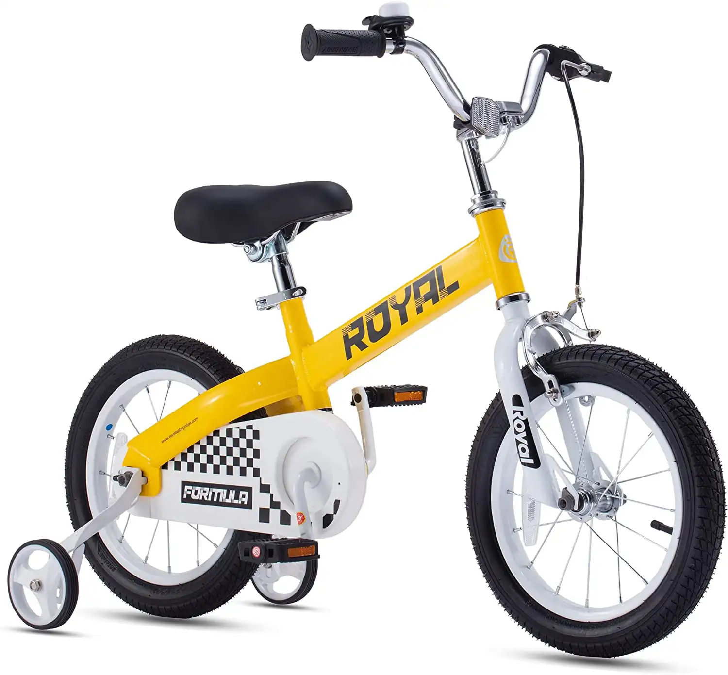 

14 Inch Formula Toddler and Kids Bike with Training Wheels Child Yellow