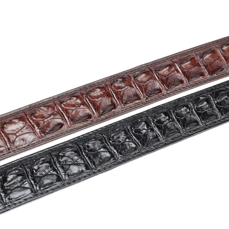 Мужской ремень из натуральной крокодиловой кожи черный/коричневый деловой