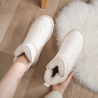 short snow boots womens winter fur thickened ankle boots warm non slip student waterproof flat slip on cotton shoes