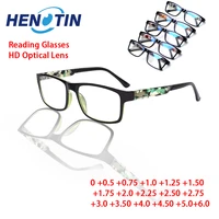 henotin spring hinge reading glasses men women light and comfortable reader eyewear decorative eyeglasses diopter 02 04 06 0
