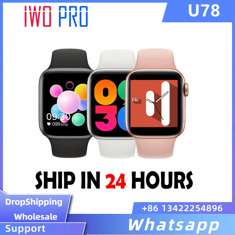 

IWO U78 Smart Watch Bluetooth 5.0 Call Body Temperature Heart Rate Sleep Monitor Custom Dials Smartwatch for Android Ios
