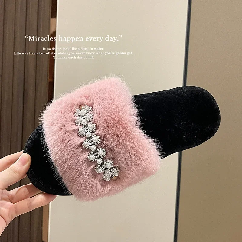 Женские домашние тапочки с цепочкой однотонные шлепанцы открытым носком на