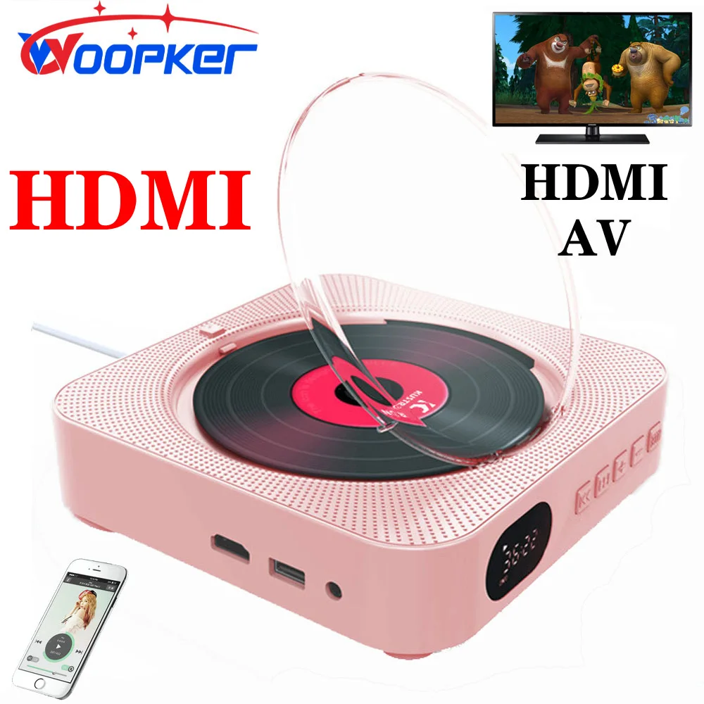 HDMI DVD Player VCD Player CD Music Player Bluetooth 5.0 Built-in Speaker Support HDMI AV Connection TV Projector, Etc