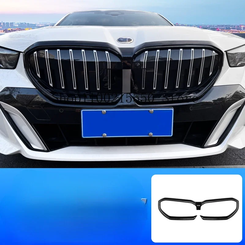 

Сетчатая рамка решетки переднего бампера автомобиля для BMW 5 серии I5 G60 G68 2024-2025, черная рамка переднего решетка, сетчатая накладка, добавьте на