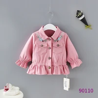 childrens clothing spring new girls jacket double pocket ruffled childrens spring and autumn trench coat