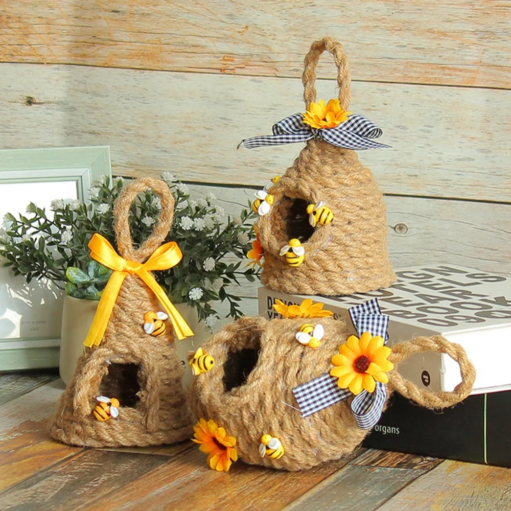 Handmade Bee Hive Decor Spring Farmhouse Coffee Table Decor Honey Bee Table Decor Home Bookshelf Decor Party