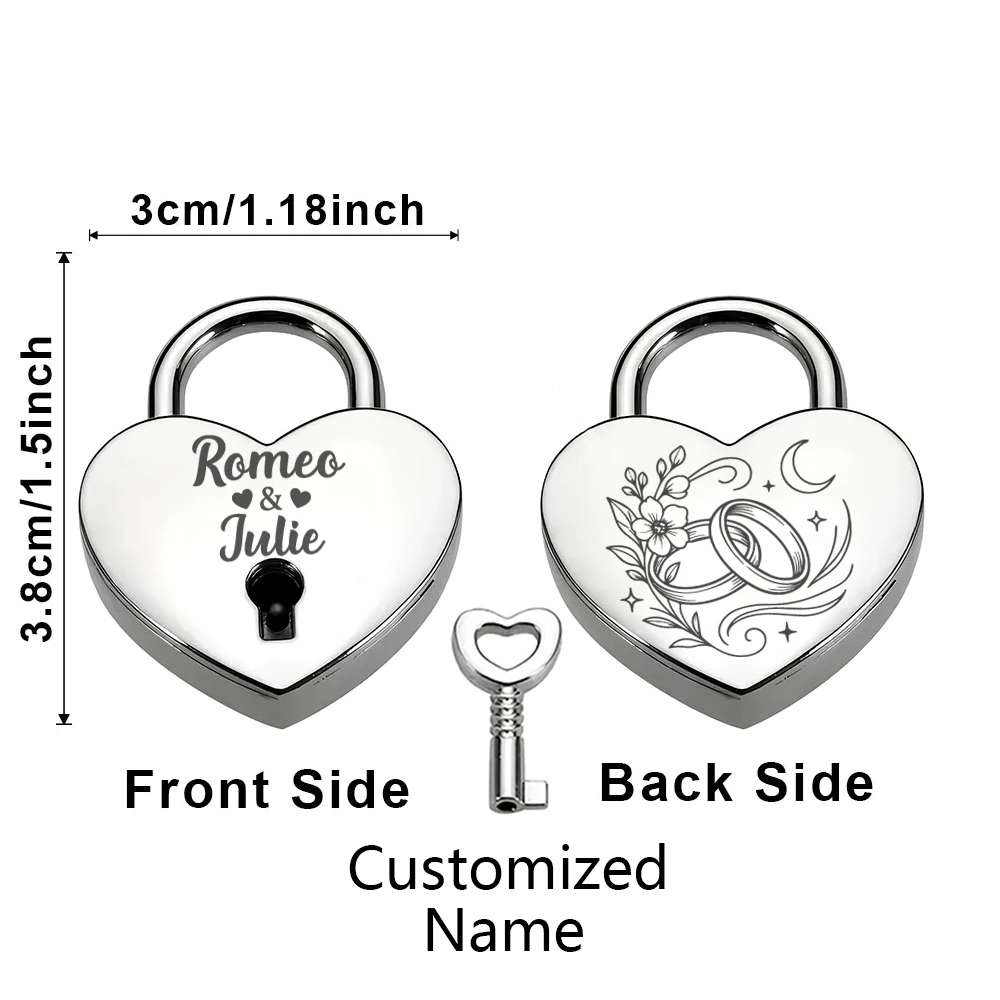 

1 шт., замок с индивидуальным именем и гравировкой, мини-замок в форме сердца, свадебные навесные замки с ключом, замок желаний для пары
