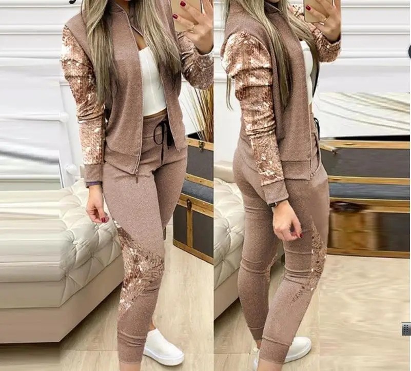

2023 New Split Set Sport Casual Zipper Two Piece Set