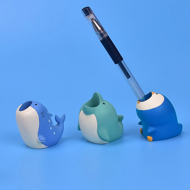 

Small Shark Single Pen Pen Holder Student Creative Desktop Pen Holder Ornaments School Desktop Cute Ornaments Press Pen Storage
