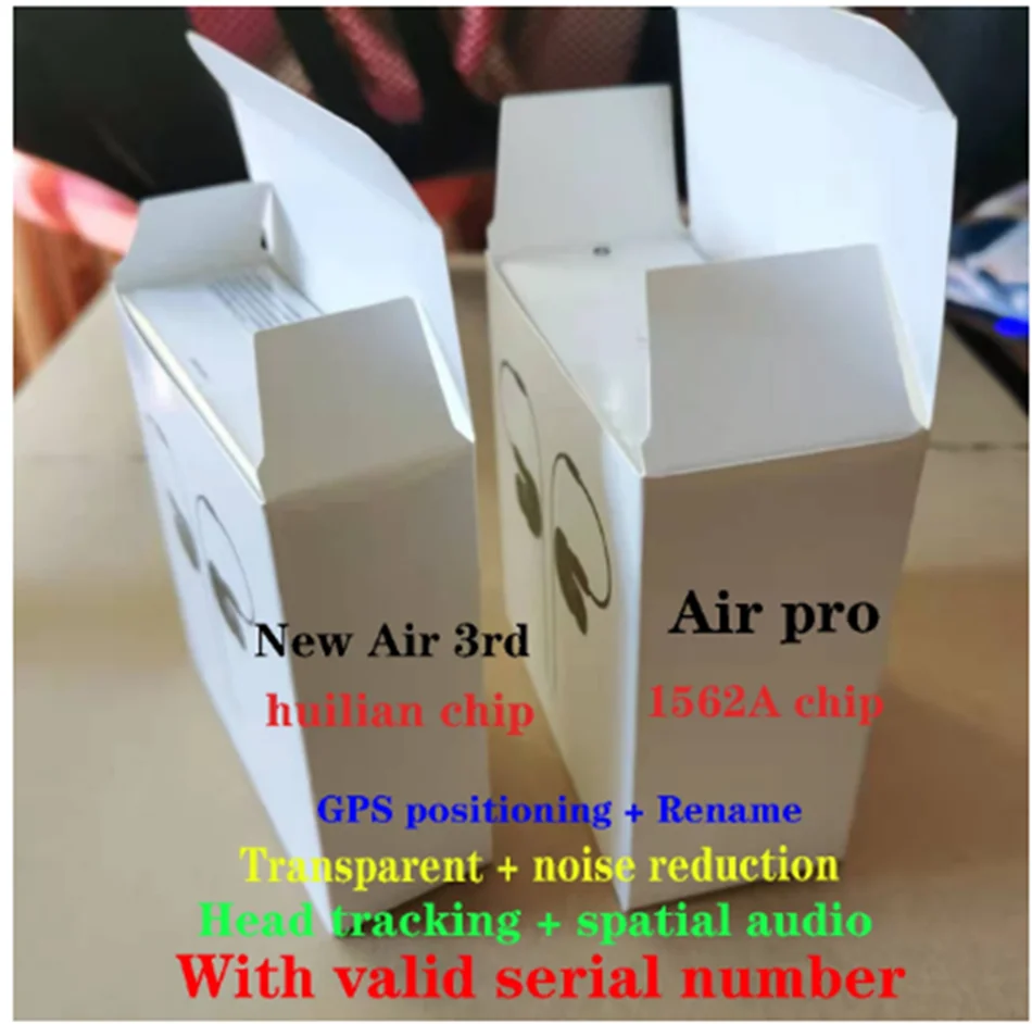 

Top quality valid serial number 1562A chip AP3 Air Pro wireless charging Bluetooth headphones generation 3 earphones Air 3rd