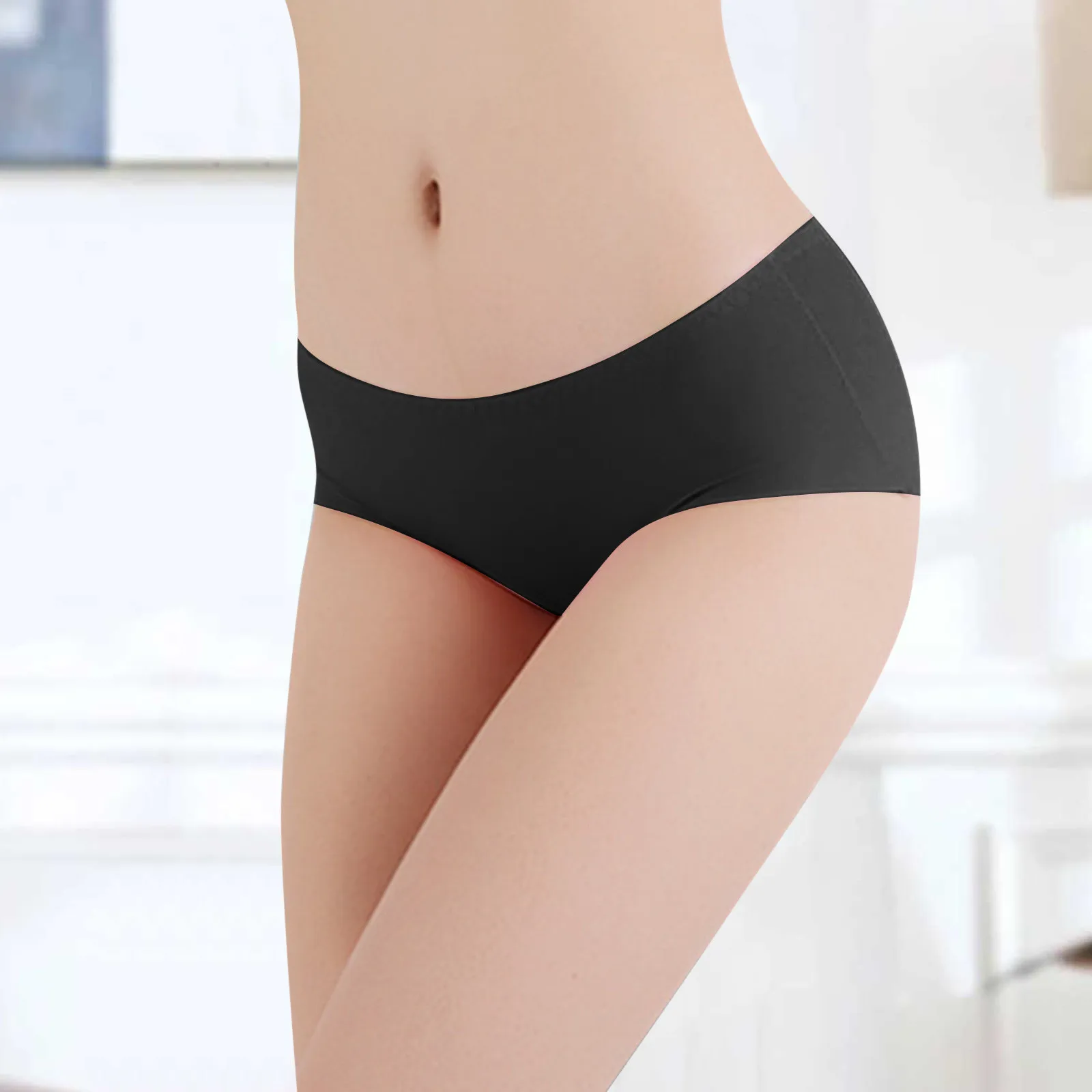 

Женские однотонные хлопковые трусики с высоким вырезом, эластичное нижнее белье, однотонное женское нижнее белье, трусы, танга, модное женс...