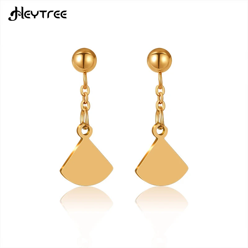 

Heytree Simple Sector Stainless Steel Small Fresh Drop Earrings for Women Fashion Elegant Earrings 2022 Trend Party Jewelry Gift