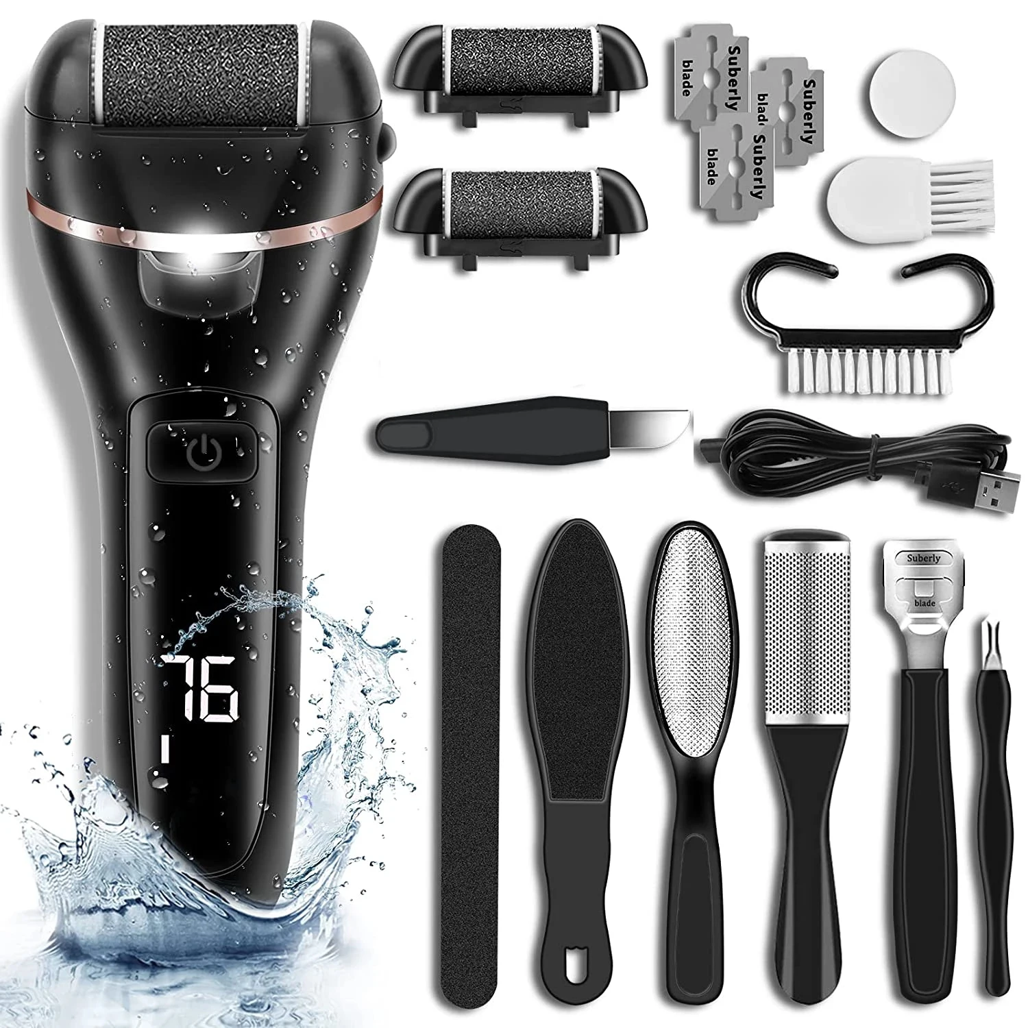 

NEW Rechargeable Electric Foot File Callus Remover Machine Pedicure Device Foot Care Tools Feet For Heels Remove Dead Skin LED