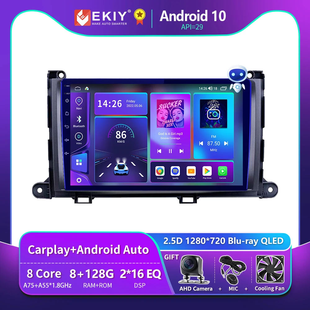 

EKIY T900 DSP Android 10 Автомобильный радиоприемник для Toyota Sienna 3 XL30 2010-2014 Мультимедийный плеер Навигация GPS Нет 2din 2 Din DVD Carplay Стереоприемник Авторадио...
