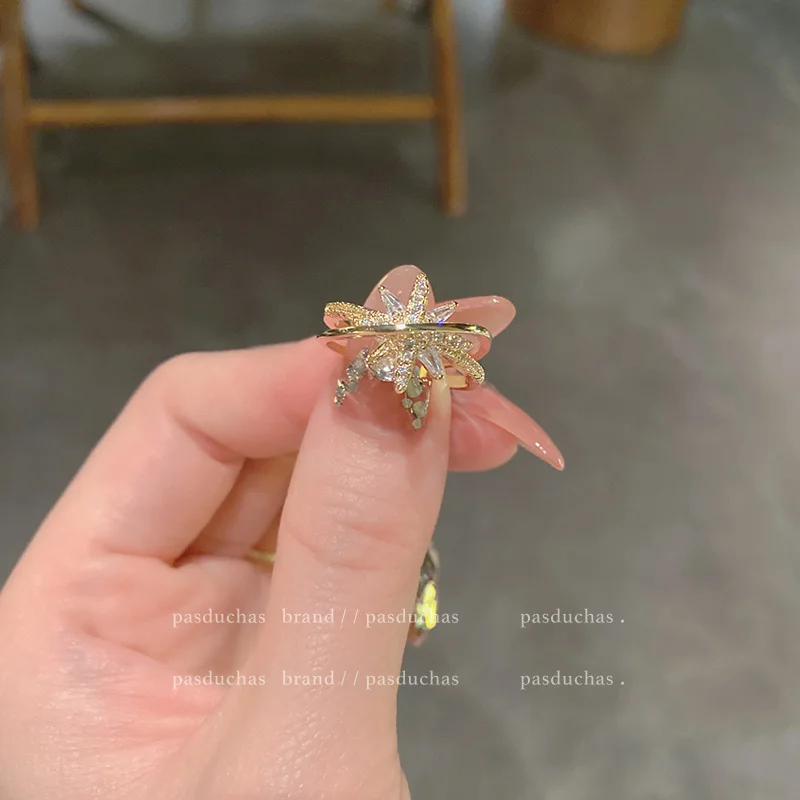 Регулируемое кольцо Six Awn Star ~ ins не выцветает нестандартный дизайн для женщин