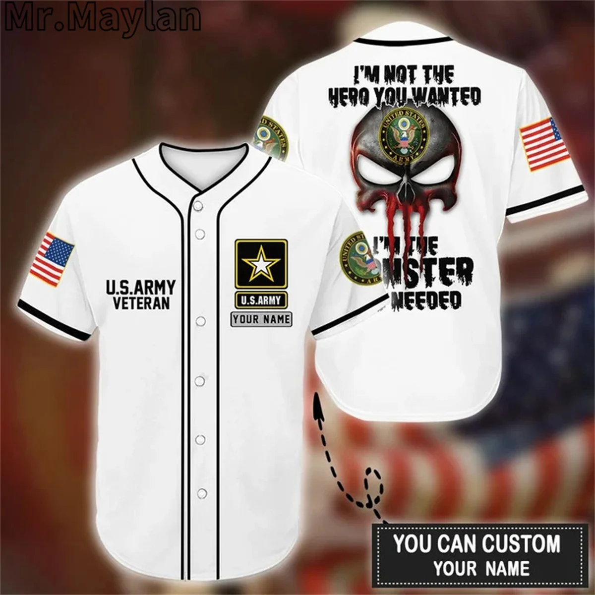 

Custom Name US Army Veteran Baseball Jersey Shirt American Veterans Baseball Shirt 3D Men's Shirt Casual Shirts hip hop Tops -58