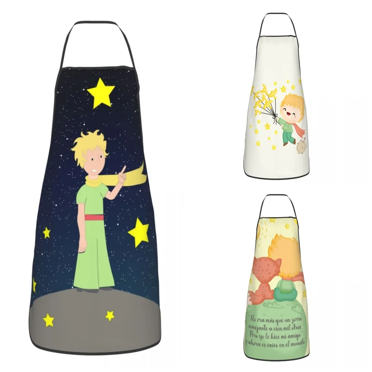 

Unisex The Little Prince Bib Apron Adult Women Men Chef Tablier Cuisine for Kitchen Cooking Le Petit Prince France Anime