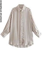 pailete women 2022 fashion oversized striped satin blouses vintage long sleeve button up female shirts chic tops