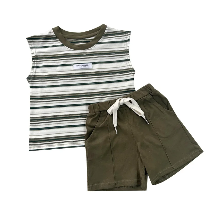 

2023 Summer Baby Boys Clothes Set O-neck Tees Striped Cotton T-shirt + Shorts 2Pcs Korean Infant Suits Casual Toddler
