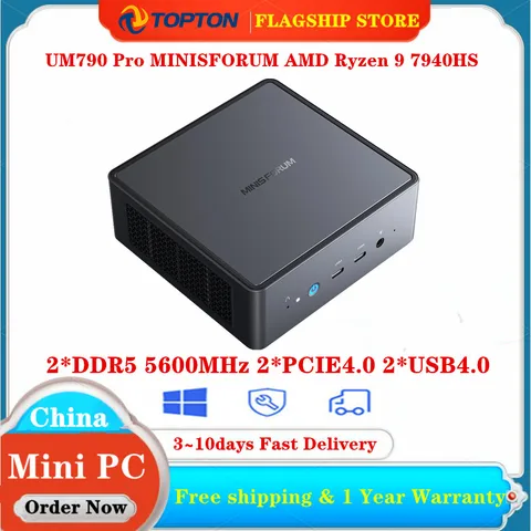 UM790 UM780 Pro XTX MINISFORUM AMD Mini PC Gamer Ryzen 9 7940HS 7840HS 2 * DDR5 5600 МГц 2 * PCIE4.0 2 * USB4.0 Windows 11 NUC WiFi6E