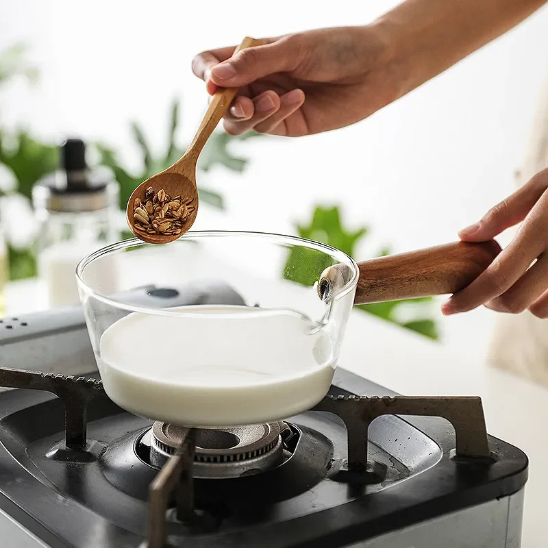 

Cooking Pot Milk Instant Noodle Pot Soup Stock Porridge Pots Wooden Handle Open Flame Heating Kitchen Cookware Clay Pot