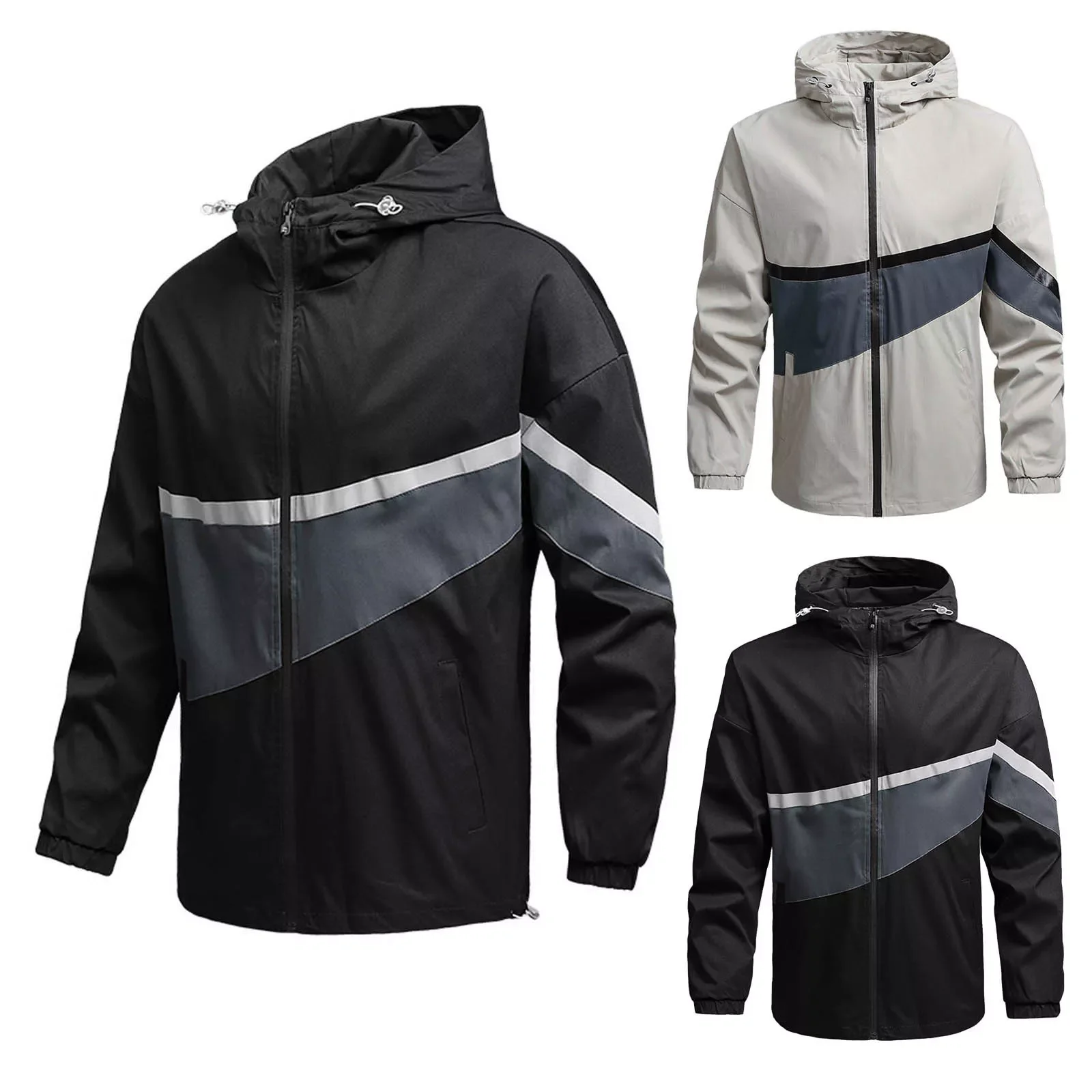 

NEW IN Mens Autumn And Winter Color Matching Coat Simple Sports Zipper Coat Pocket Baseball Clothes Flying Jacket Scarf Coat