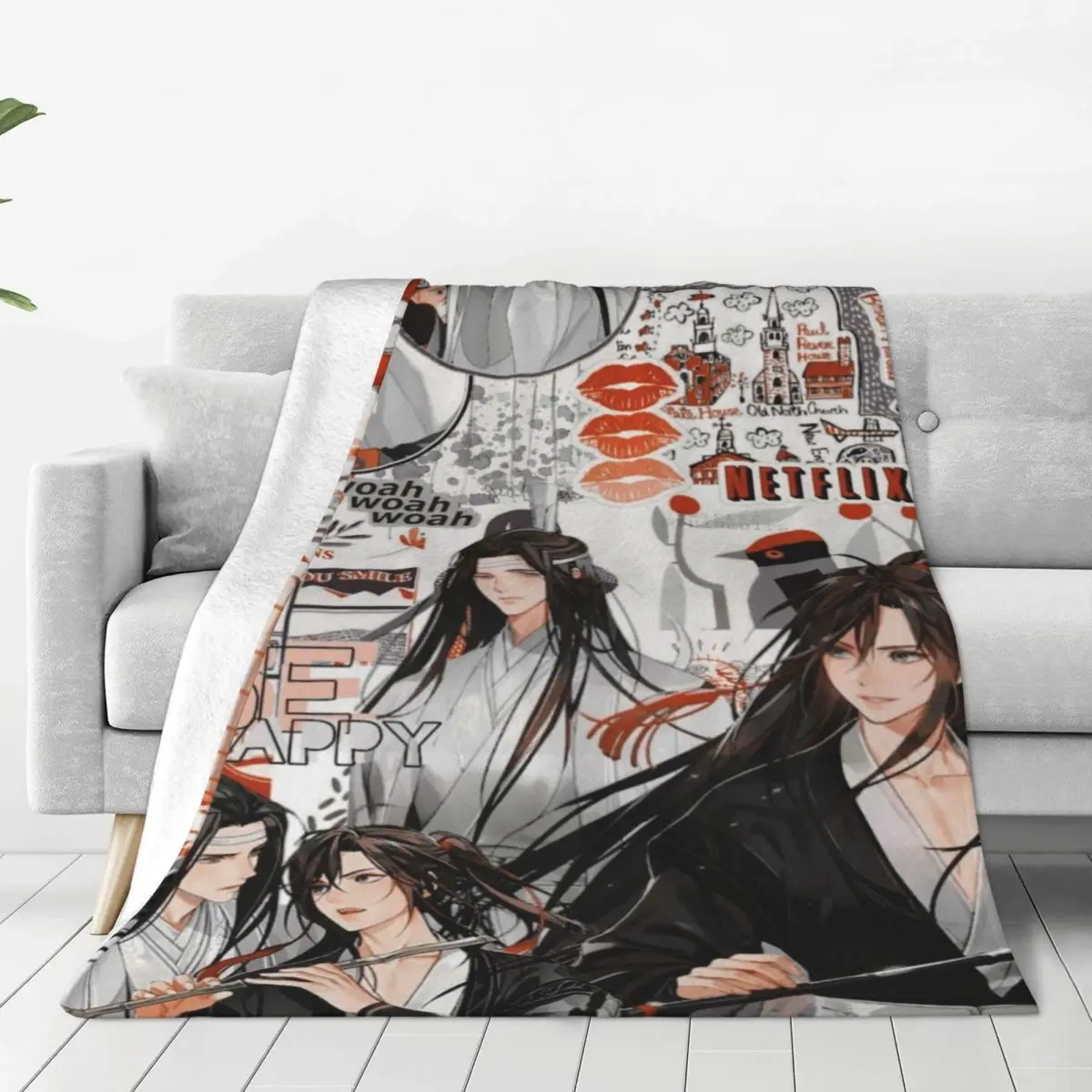 

The Untamed Mo Dao Zu Shi Blanket Flannel Print Xiao Zhan Wang Yi Bo Warm Throw Blankets for Home Bedroom Plush Thin Quilt