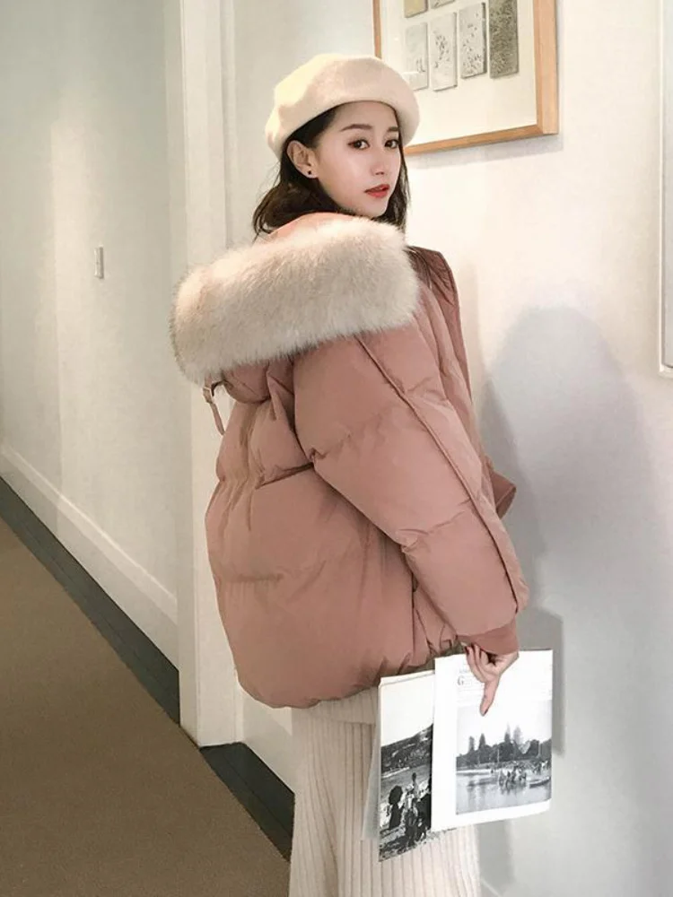 

Female Clothing New In Winter Jacket Women 2023 Korean Fashion Parkas Loose Hooded Thick Long Sleeve Top OverSize leisure Coat