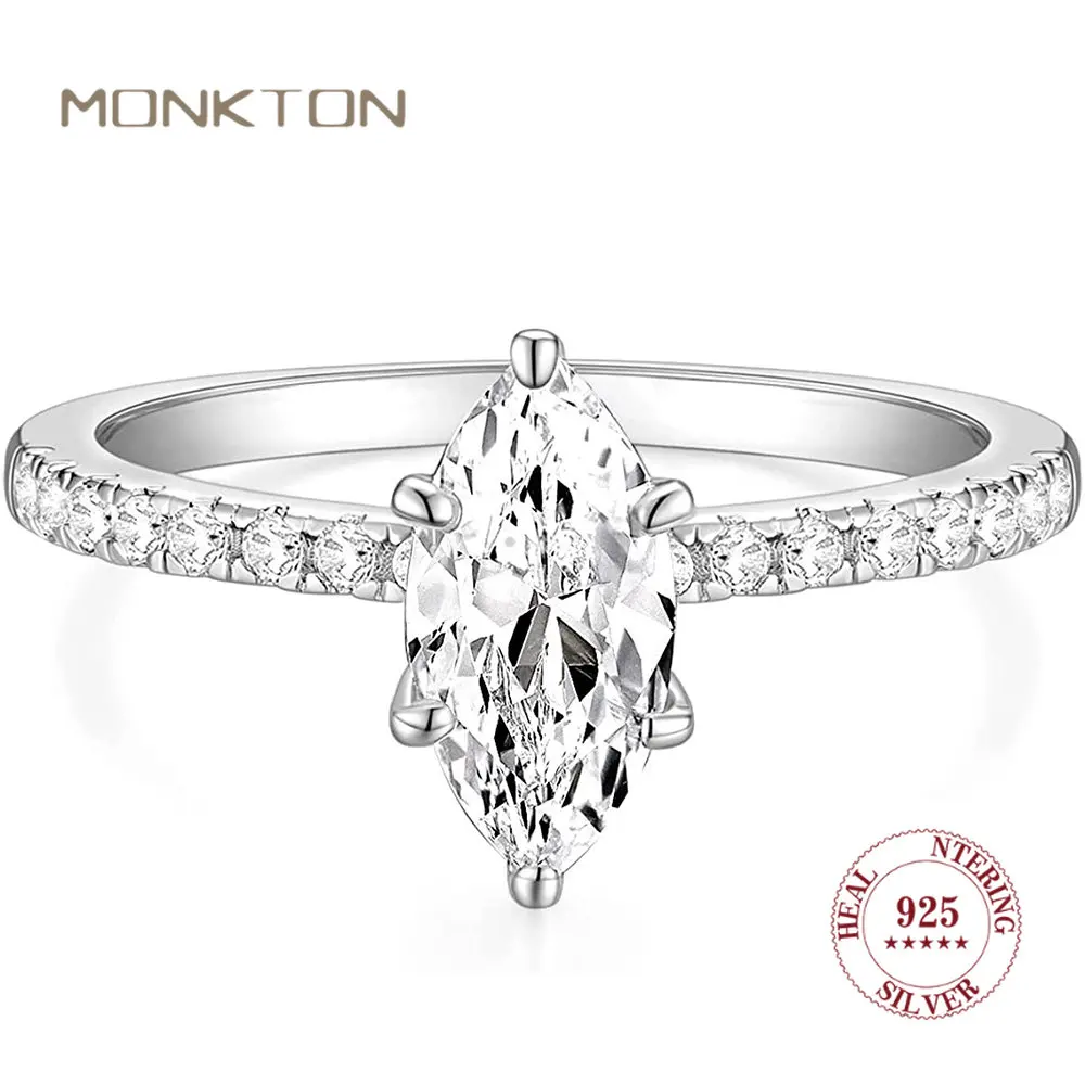 

Monkton Роскошные обручальные кольца из стерлингового серебра 925 пробы для женщин ювелирные изделия 2CT кубический цирконий обручальное кольцо обещание юбилей кольцо