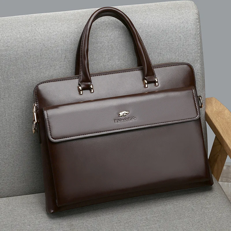 Business Genuine Leather Men's Briefcase High Capacity Handbag Luxury Leather Shoulder Messenger Bag Male Casual Laptop Bag