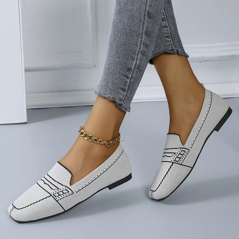 

Women Flat Pump Shoes 2022 Spring Ladies Flying Woven Shallow Slip-on Single Shoes Women Casual Lazy Peas Shoes Zapatos de mujer