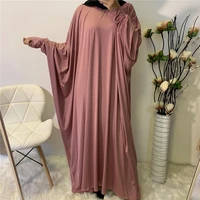 ramadan eid djellaba abaya dubai muslim dress women fashion comfortable batwing long sleeve solid casual robes femme caftan 6210