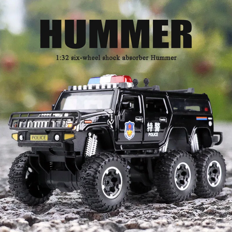 

1:32 Alloy Hummer Model Toy Simulation Diecast Metal Car Large 0ff-road Vehicle Sound And Light Pull Back Kids Boy Gift