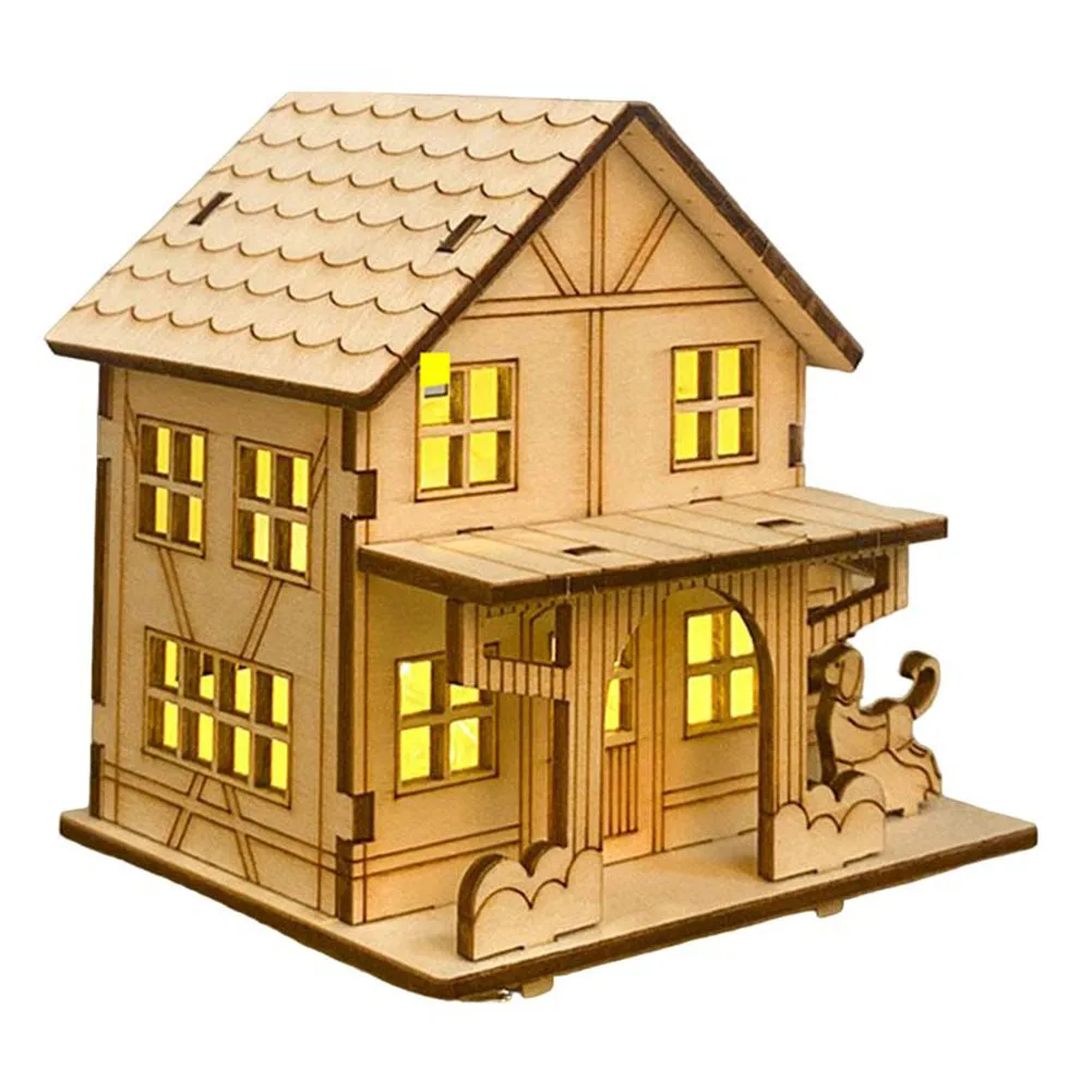 Светодиодный светильник мини-деревянный дом модель светящегося на Рождество
