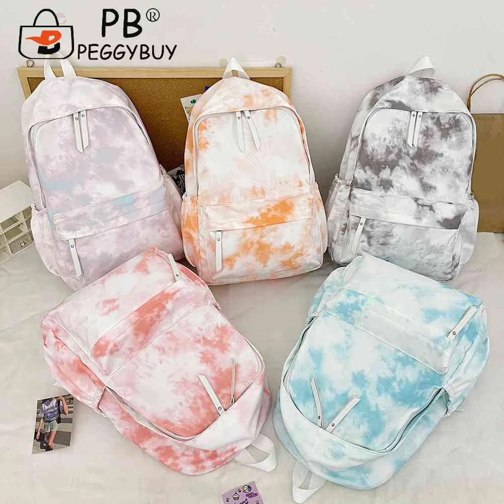 

Kawaii Travel Daypack Large Capacity Teenage Unisex Backpack Nylon Back Pack College Schoolbags for Outdoor Travel Marble Style