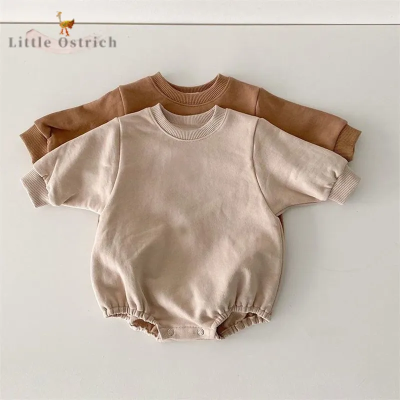 Neonato neonato ragazzo tinta unita cotone pagliaccetto neonato tuta manica lunga primavera estate felpa con cappuccio vestiti per bambini 3M-2T