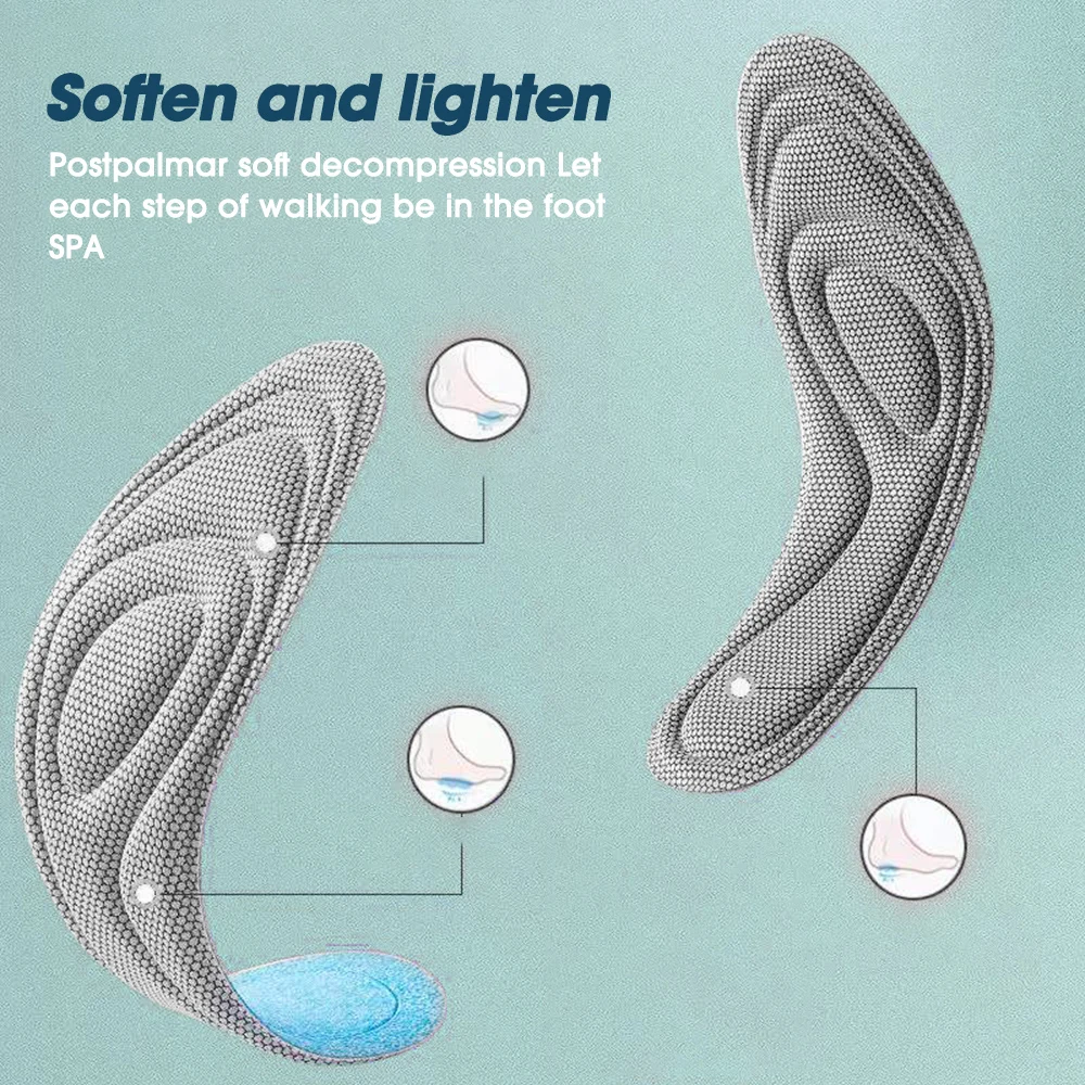 1/2Pair Nano Antibacterial Insoles Memory Foam Orthopedic Shoe Pad Unisex Deodorization Insole Sweat Absorption Shoe Accessories
