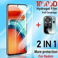 2in1 hydrogel film for xiaomi redmi note 10 9 8 pro 9s 7 6 s t screen protector 8t k30 9a 9c 8a 7a 10x k40 pro 5g not glass film